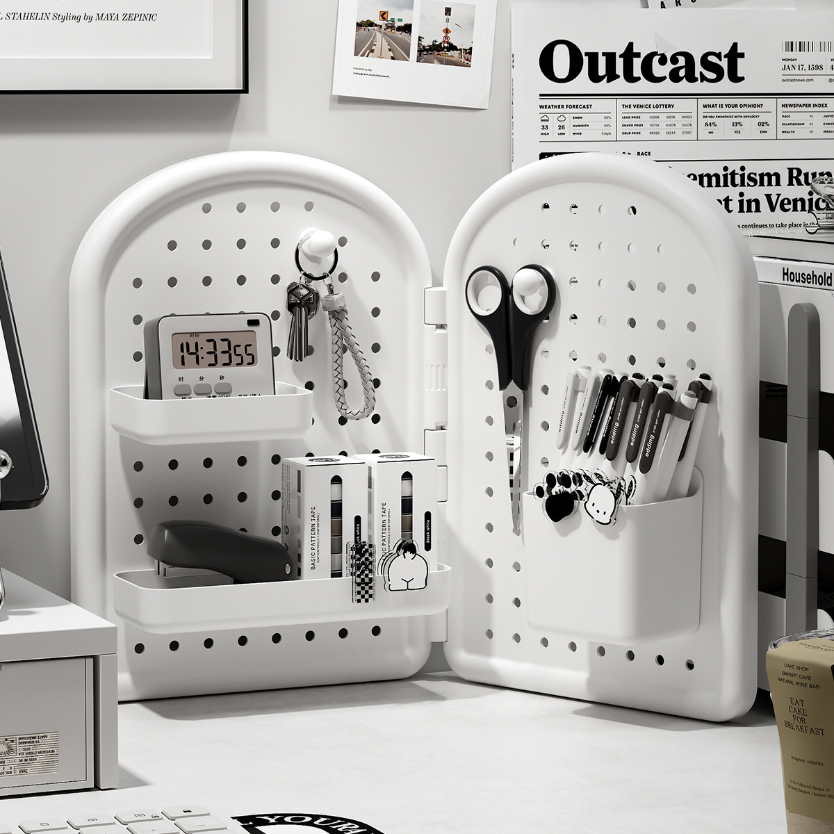 Multifunctional corner vertical stationery shelf 12 02