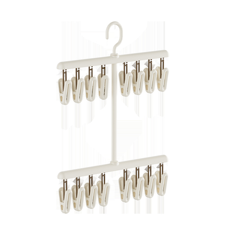 Portable rotating clothes hanger with clips for travel 11