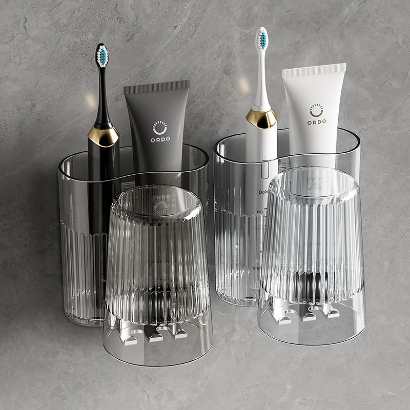 Luxury bathroom wall-mounted no-drill toothbrush holder 18 02