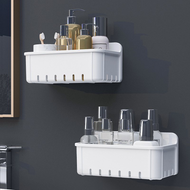 No-drill drainable bathroom storage rack 52