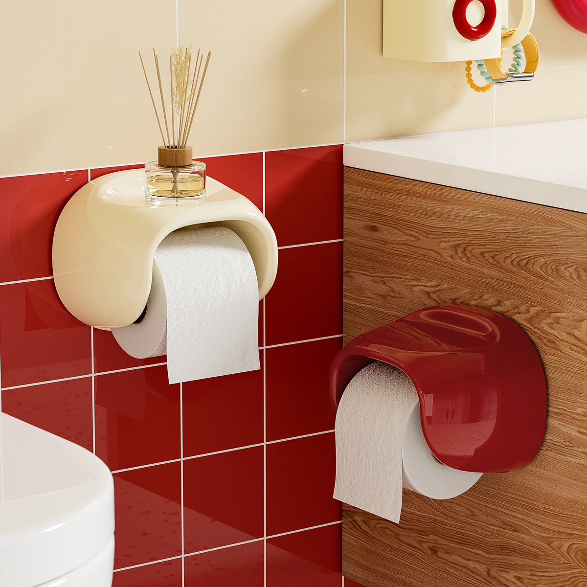 Premium toilet paper holder with storage space on top 59