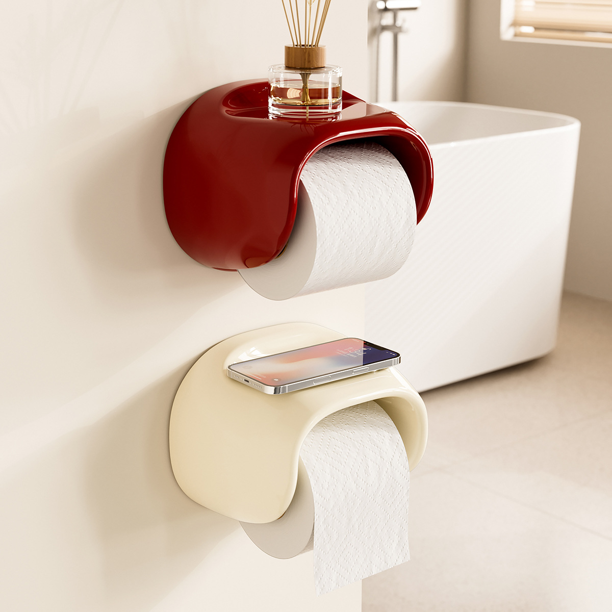 Premium toilet paper holder with storage space on top 59