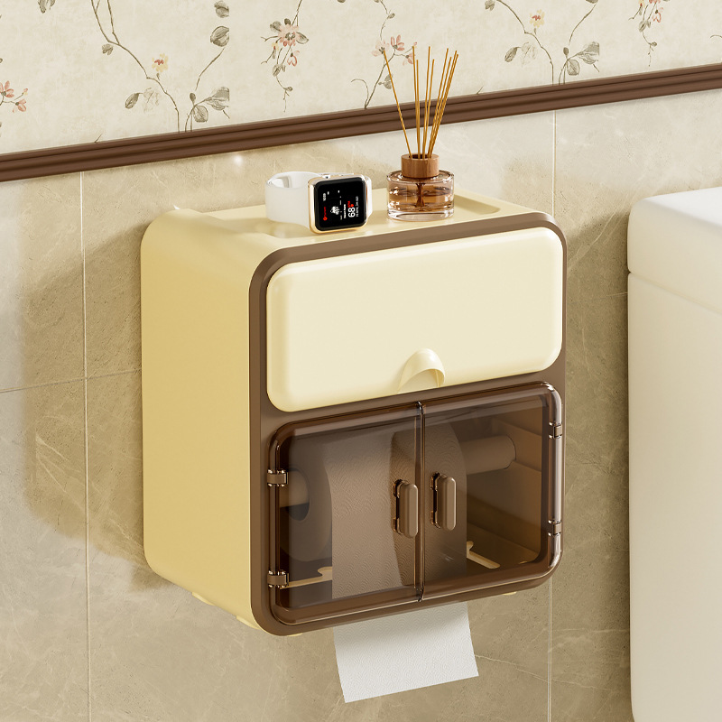 Waterproof butter-colored tissue box for bathroom 60 02